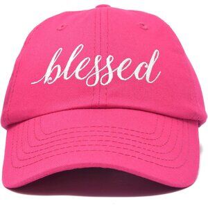 Women's Blessed Embroidered Pink Soft Cotton Classic Dad Baseball Hat Cap